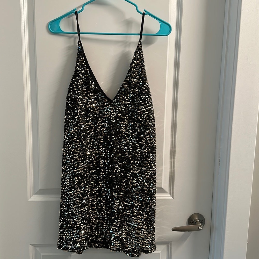 ASOS Black sequin mini dress TS ERAS outfit